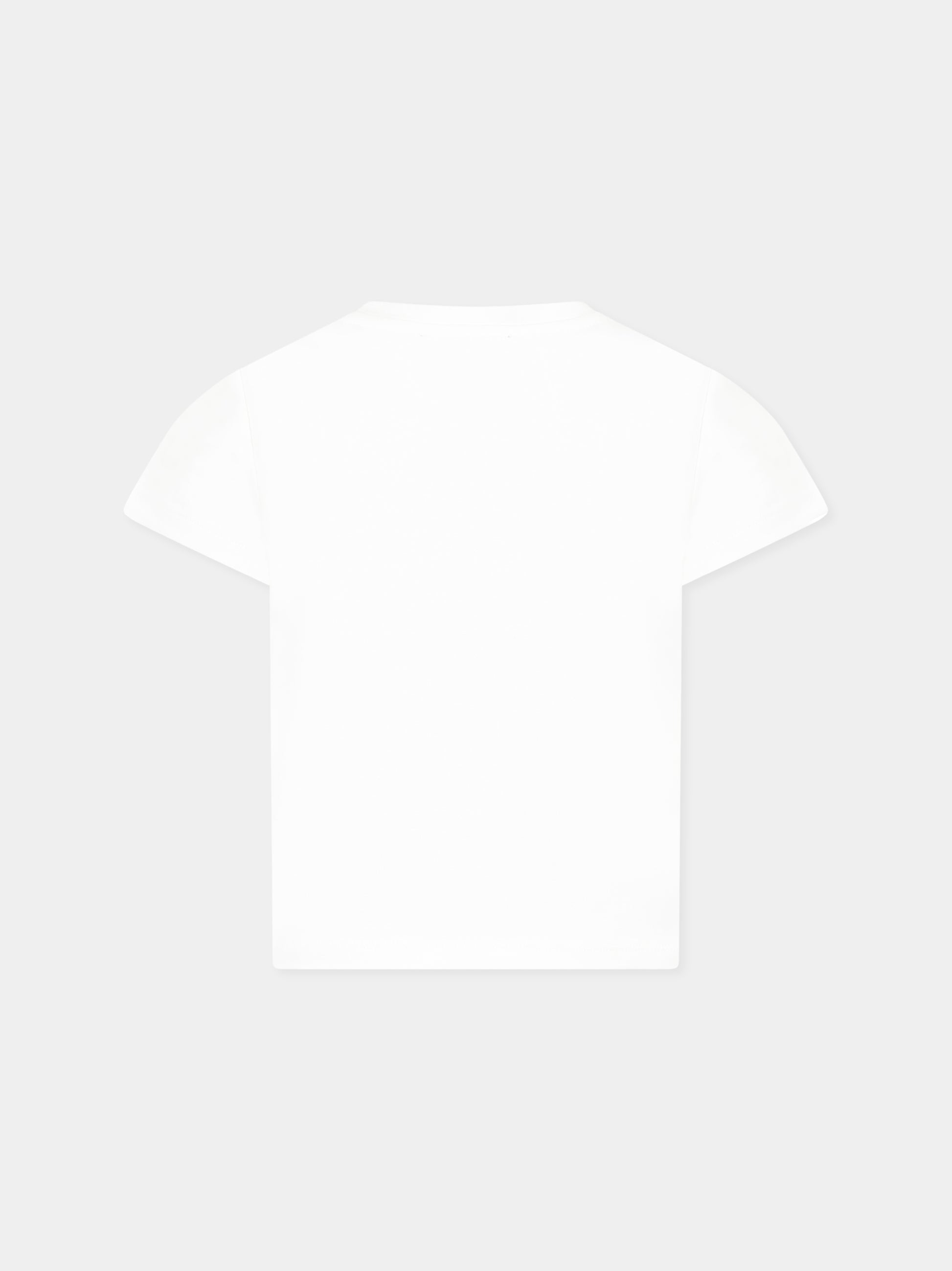 T-shirt bianca per bambina con logo e cuore,Dkny,D62305 560