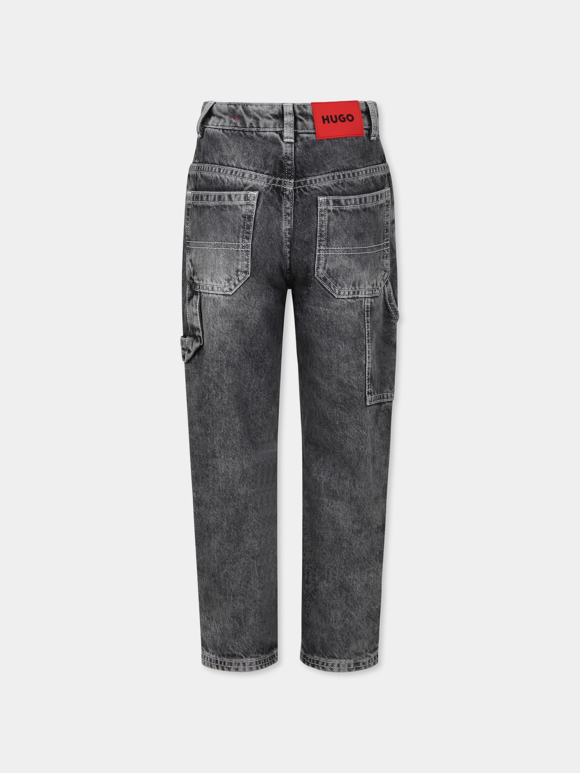Jeans 446 grigi per bambino con logo,Hugo,G00383 Z21