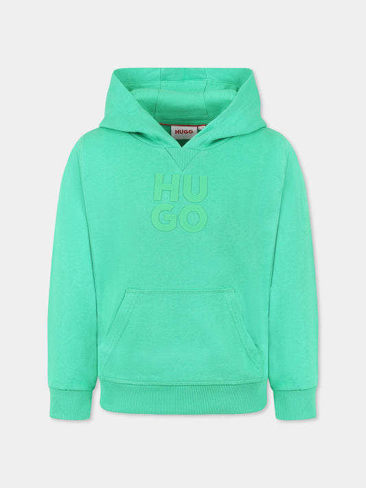 Felpa verde per bambino con logo,Hugo,G00349 67F