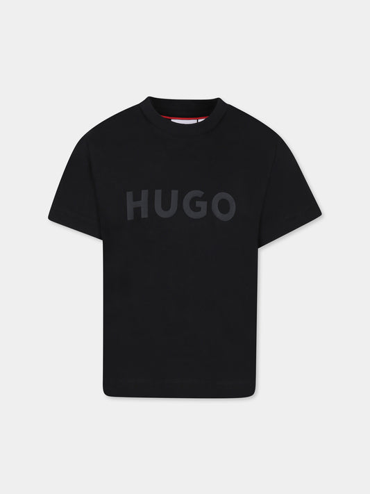 T-shirt noir pour garçon avec logo