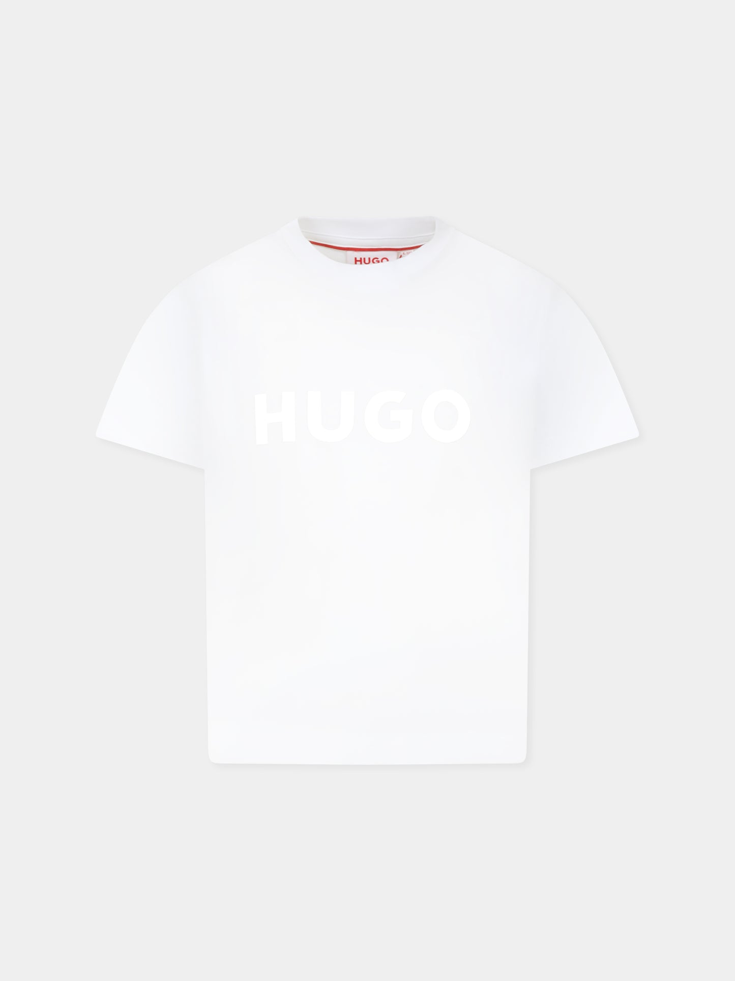 T-shirt bianca per bambino con logo,Hugo,G00333 10P