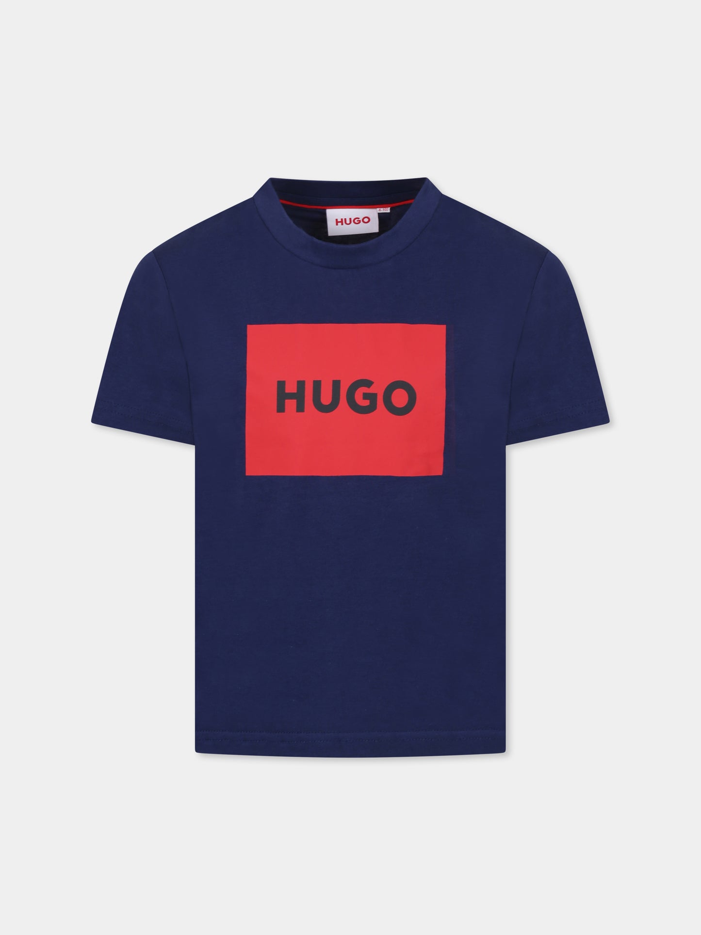 T-shirt blu per bambino con logo,Hugo,G00334 84N