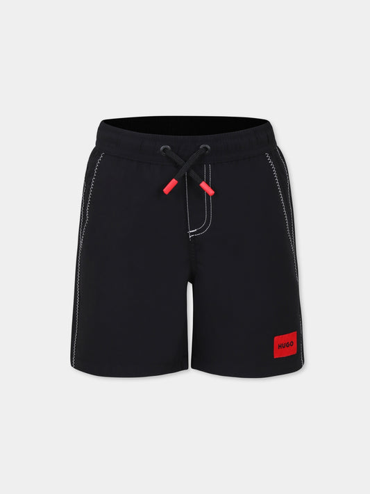 Boxer mare nero per bambino con logo,Hugo,G00331 09B