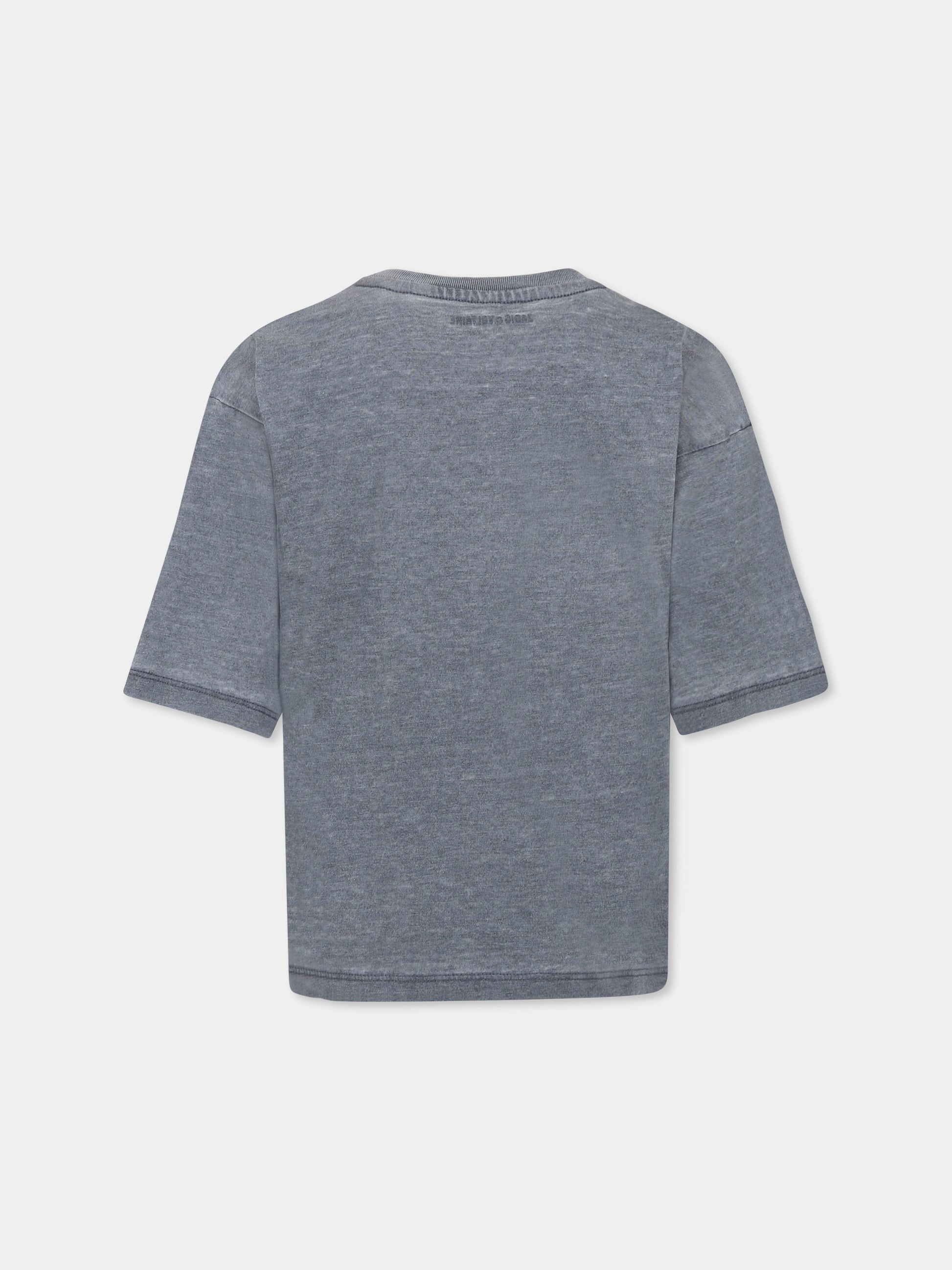 T-shirt grigia per bambina con logo,Zadig & Voltaire Kids,X60318 033