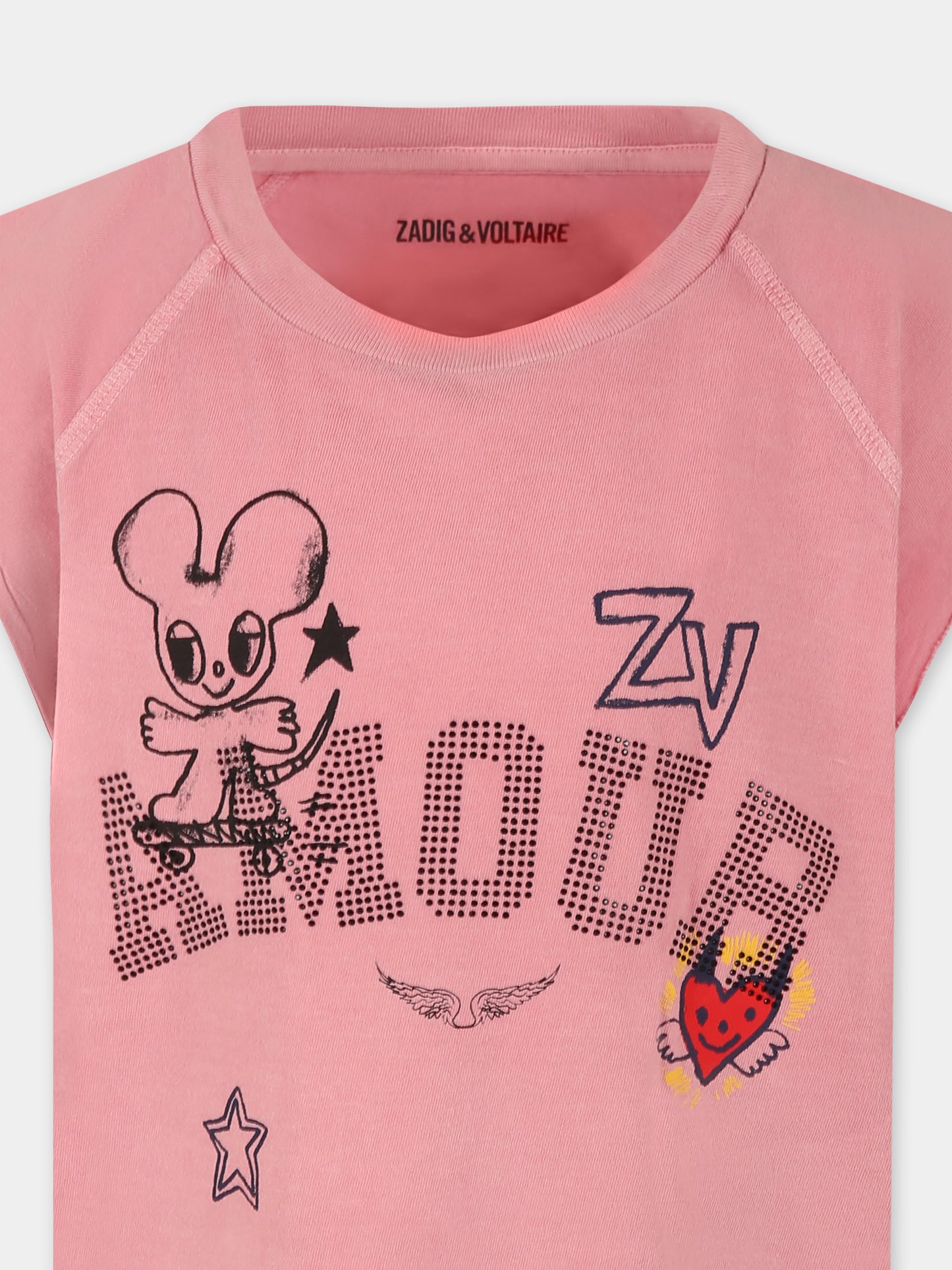 Canotta rosa per bambina con scritta  Amour ,Zadig & Voltaire Kids,X60315 44N