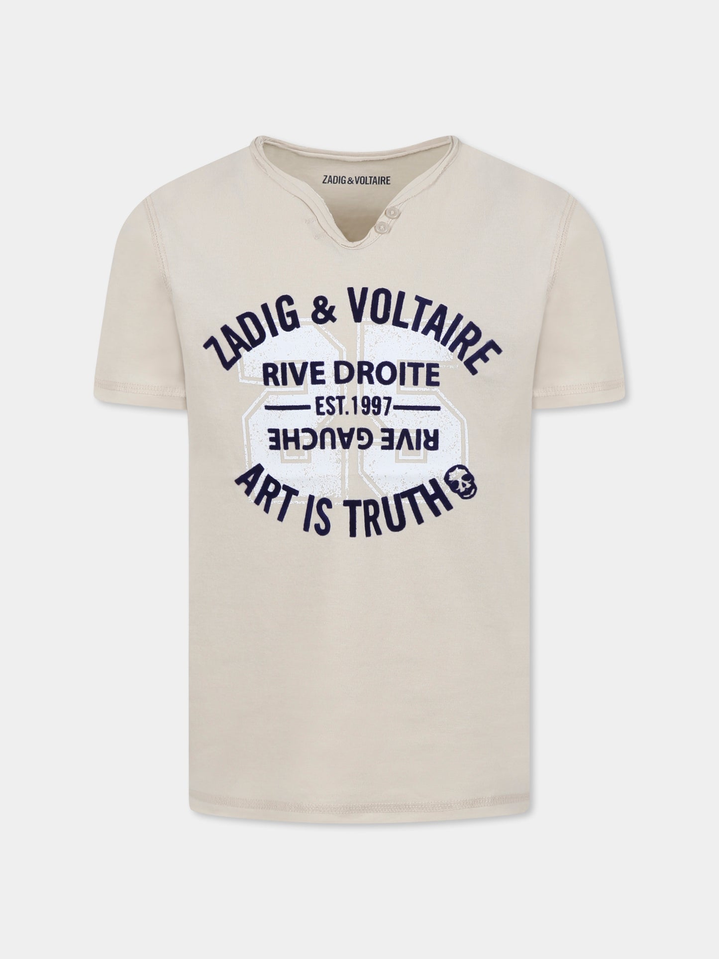 T-shirt avorio per bambino con logo,Zadig & Voltaire Kids,X60380 184