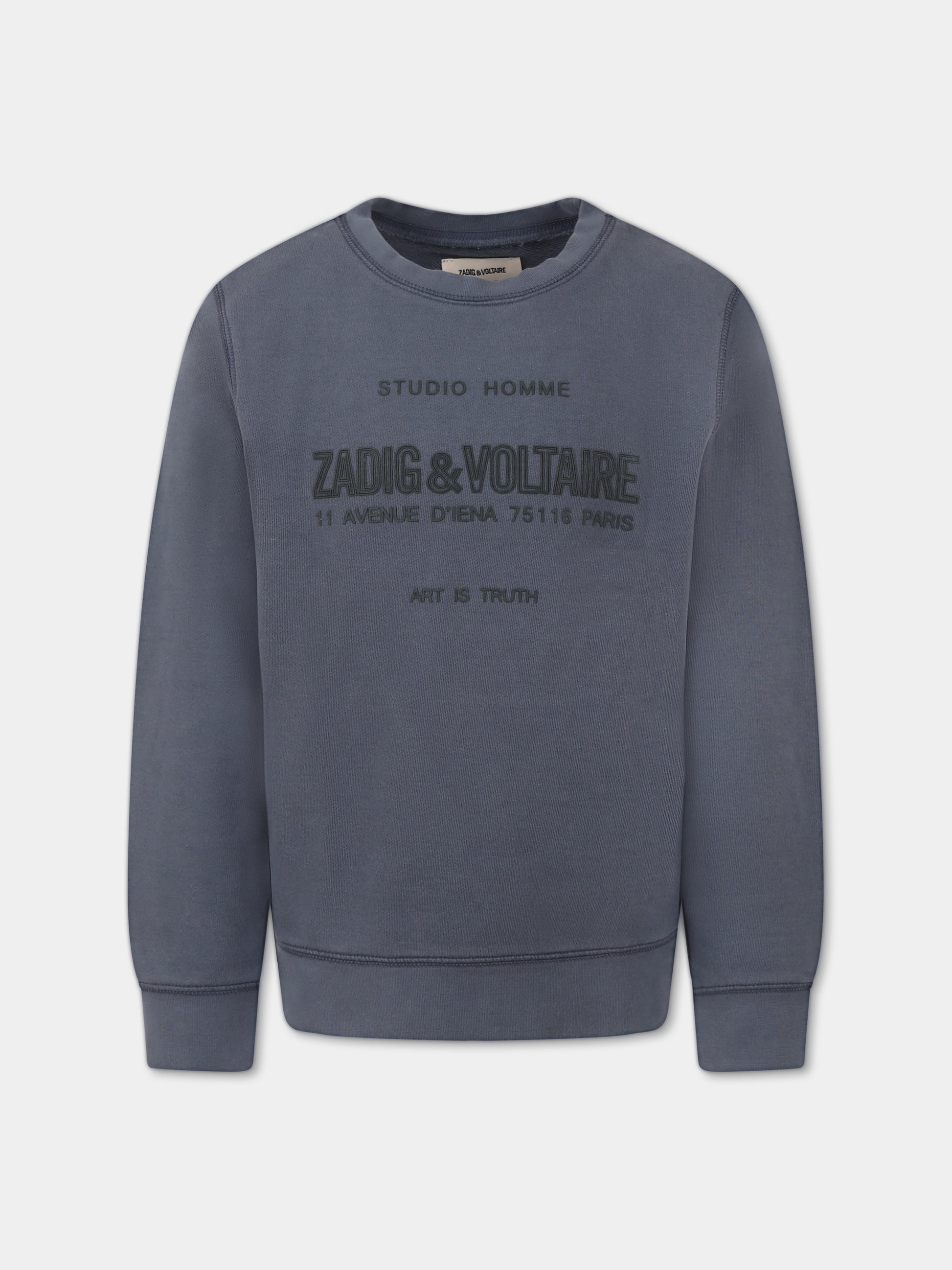 Felpa grigia per bambino con logo,Zadig & Voltaire Kids,X60382 033