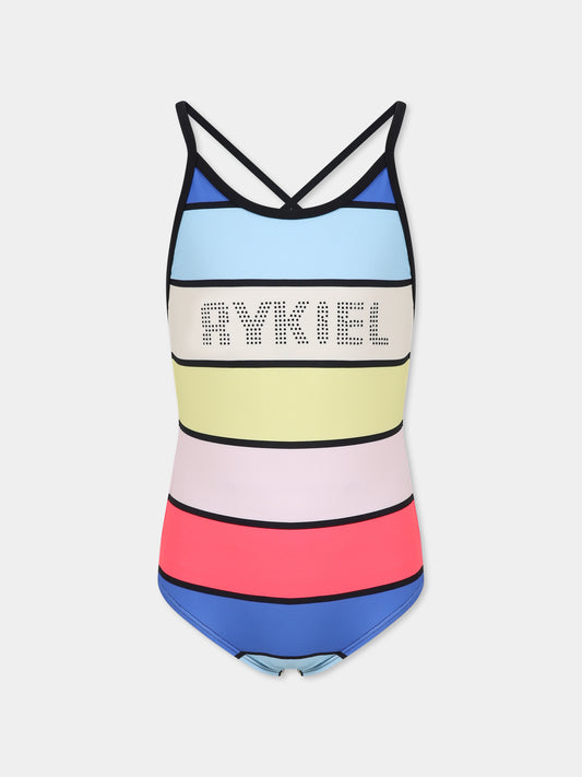 Maillot de bain multicolore pour fille avec logo