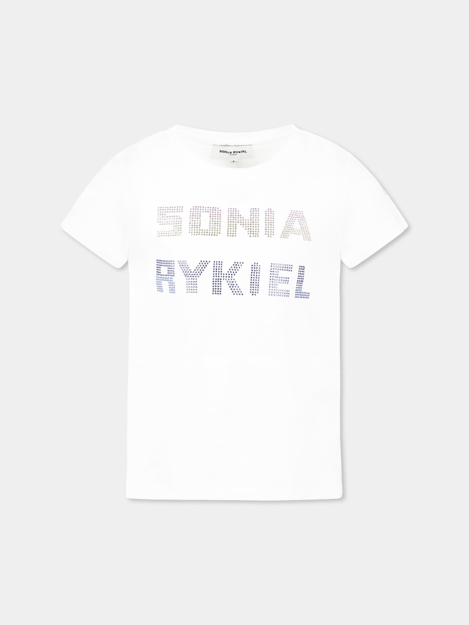 T-shirt bianca per bambina con logo,Sonia Rykiel Paris,A00304 10P