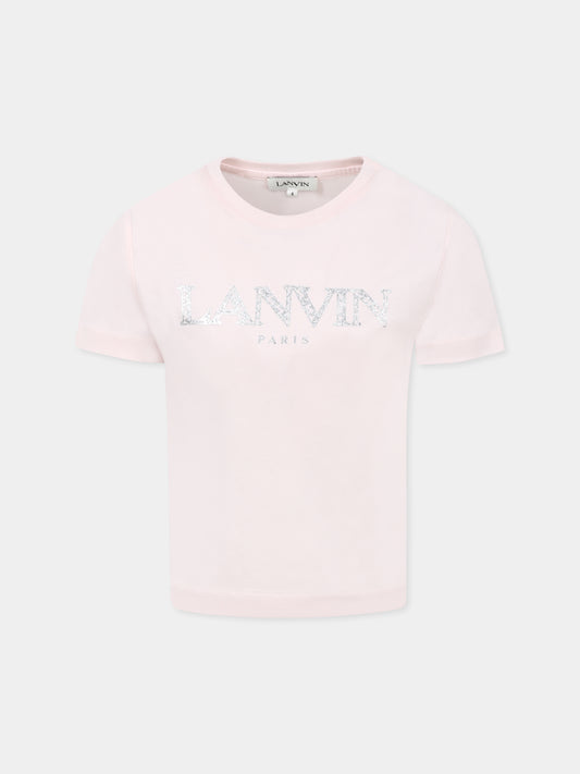 T-shirt rose pour fille avec logo