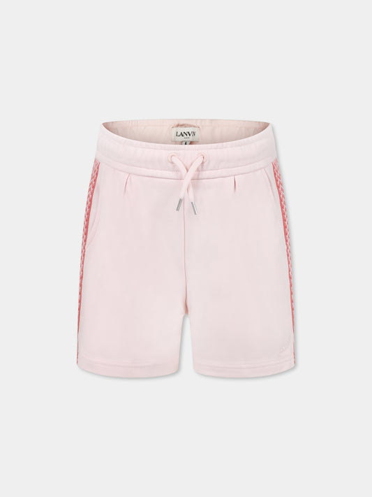 Short rose pour fille avec logo