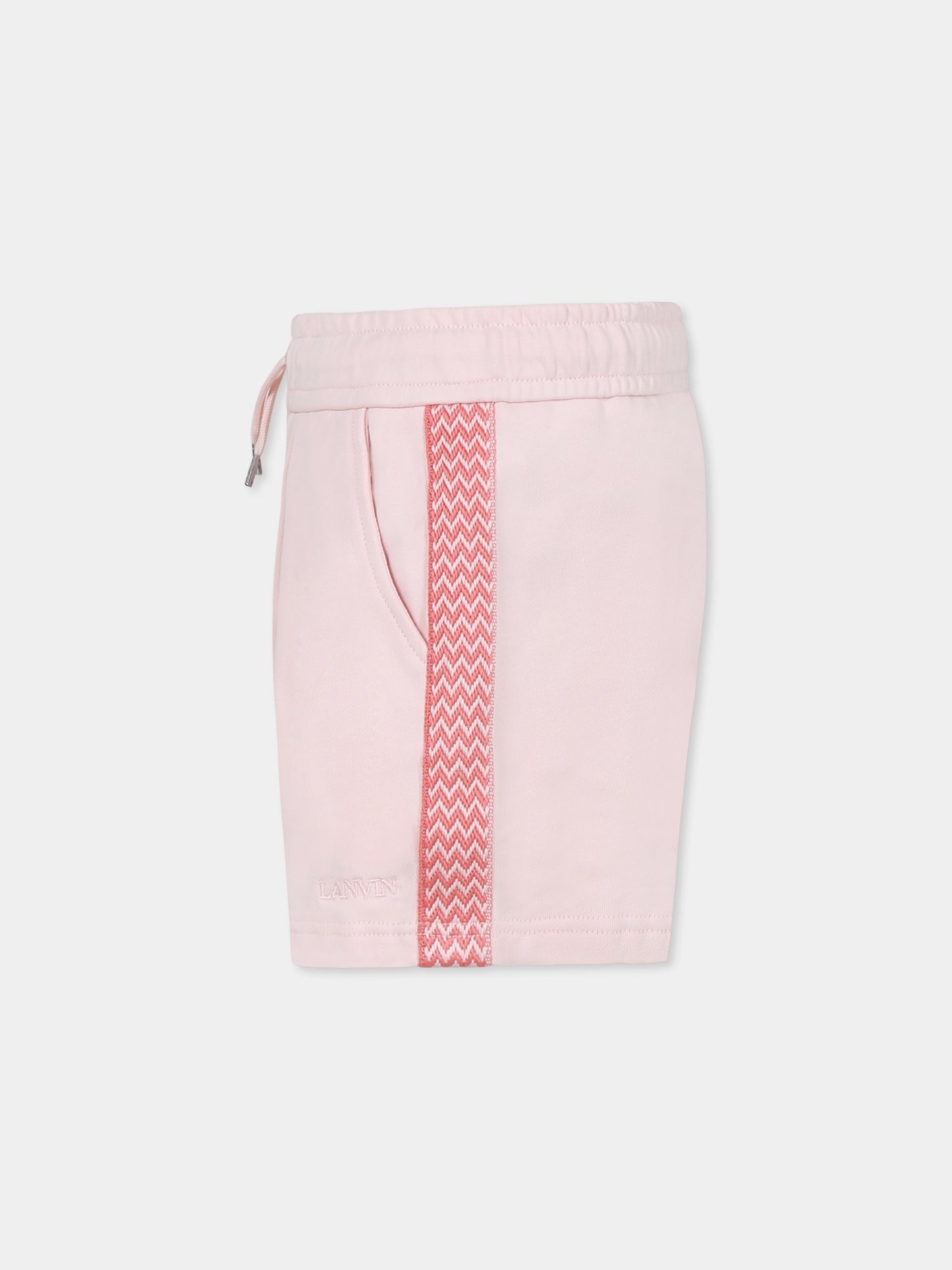 Short rose pour fille avec logo
