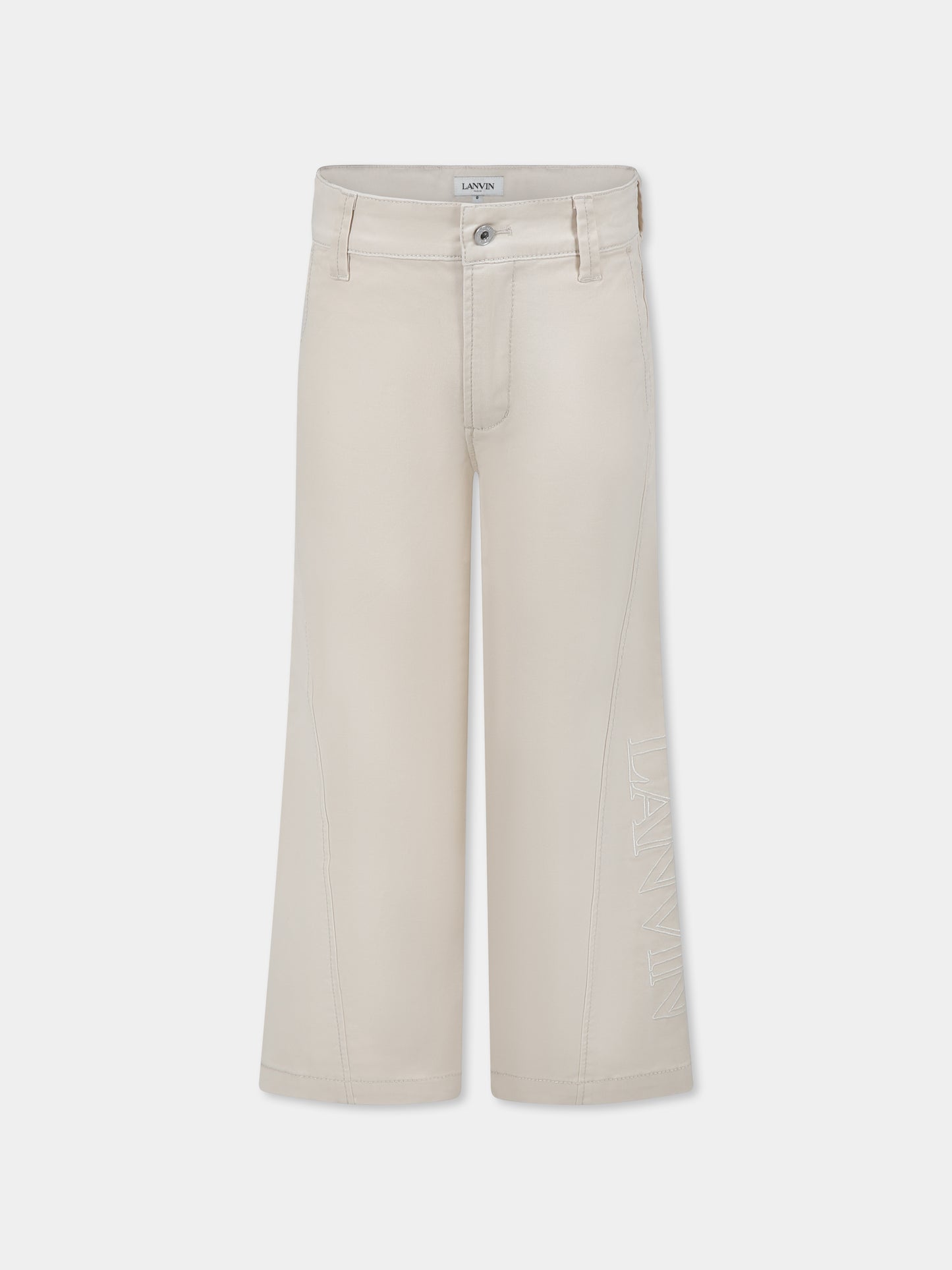 Pantaloni avorio per bambino con logo,Lanvin Petite,N30238 184