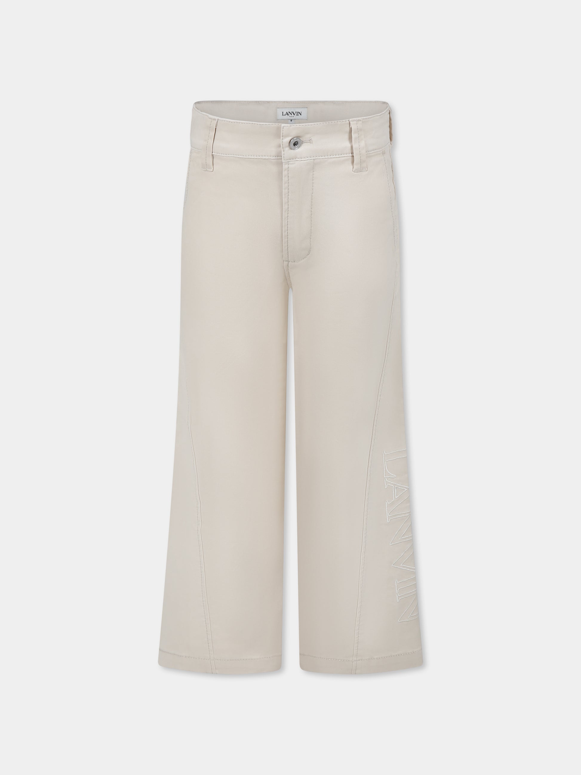 Pantaloni avorio per bambino con logo,Lanvin Petite,N30238 184