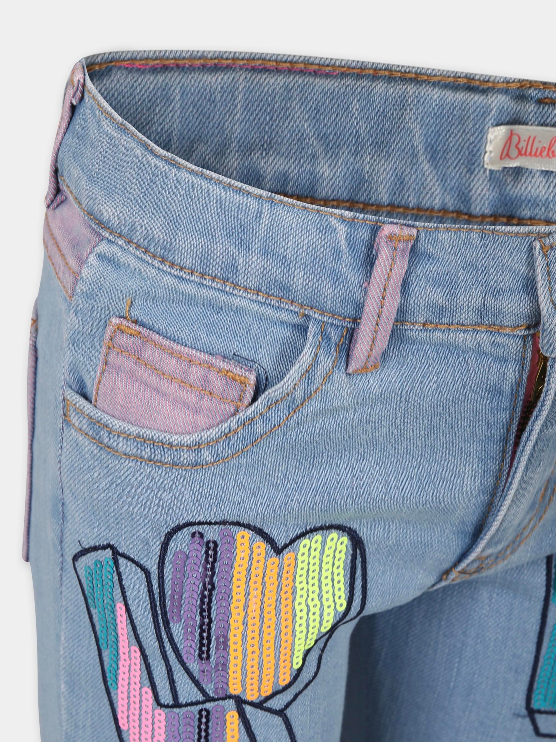 Jeans denim per bambina con scritta,Billieblush,U20850 Z13