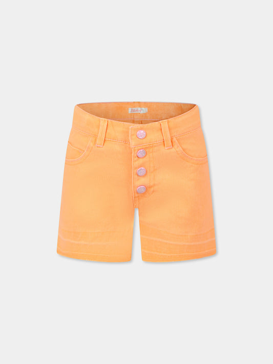 Shorts arancioni per bambina con paillettes,Billieblush,U21043 41K