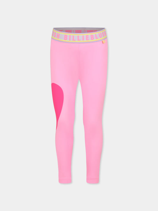 Leggings rosa per bambina con cuore,Billieblush,U20860 462