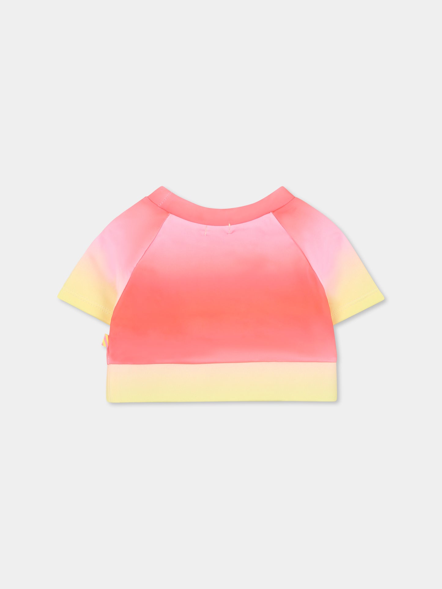 T-shirt multicolore pour fille avec lettrage fuchsia