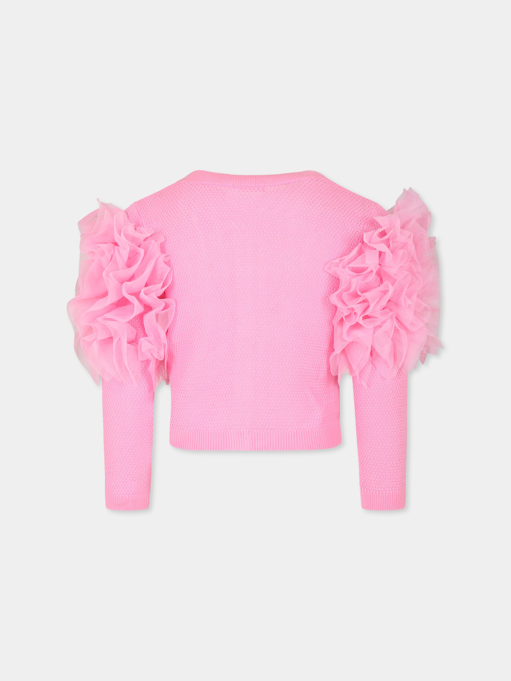 Cardigan rosa per bambina con tulle,Billieblush,U20995 462