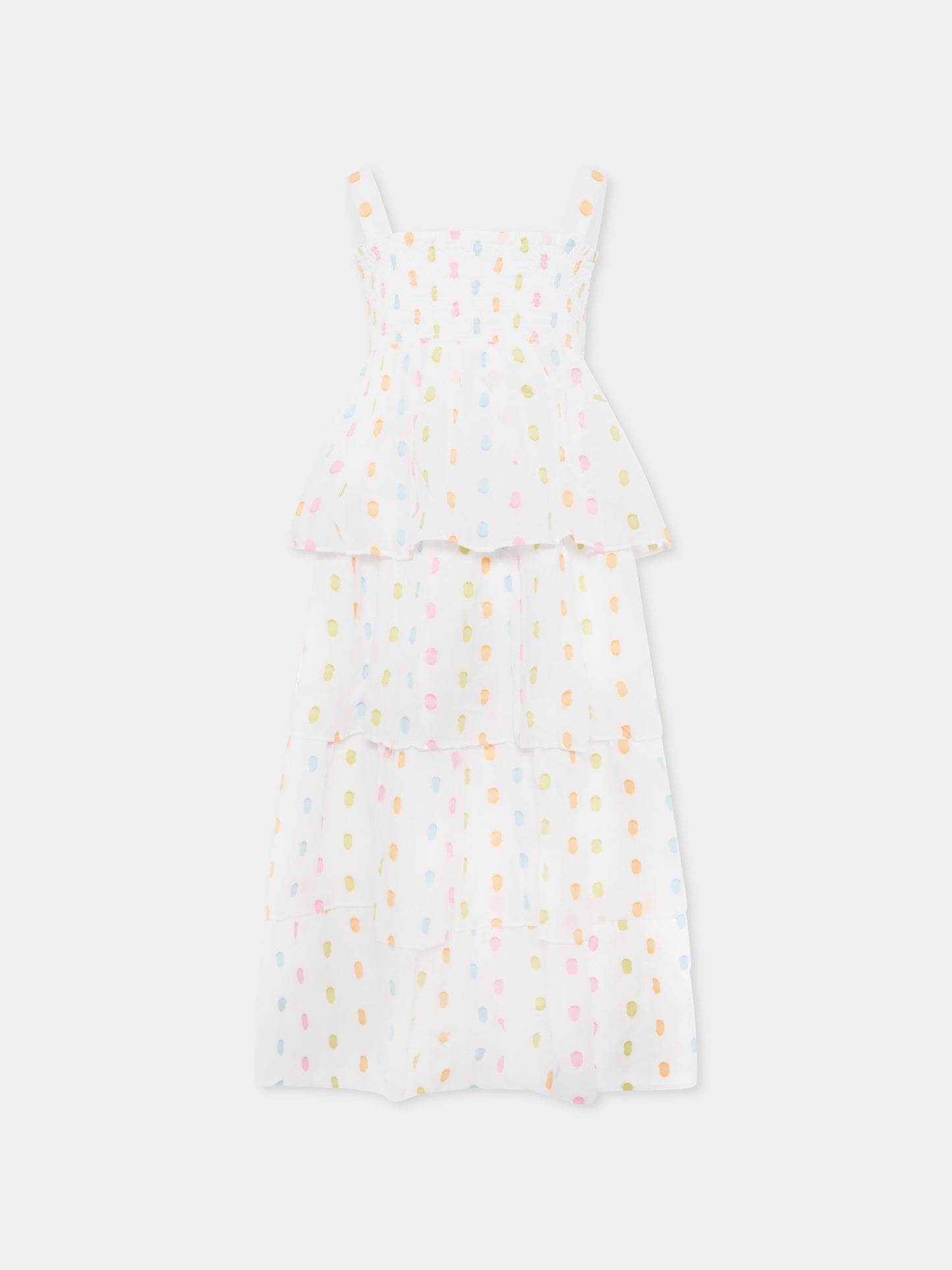 Vestito bianco per bambina con pois all over,Billieblush,U20961 10P