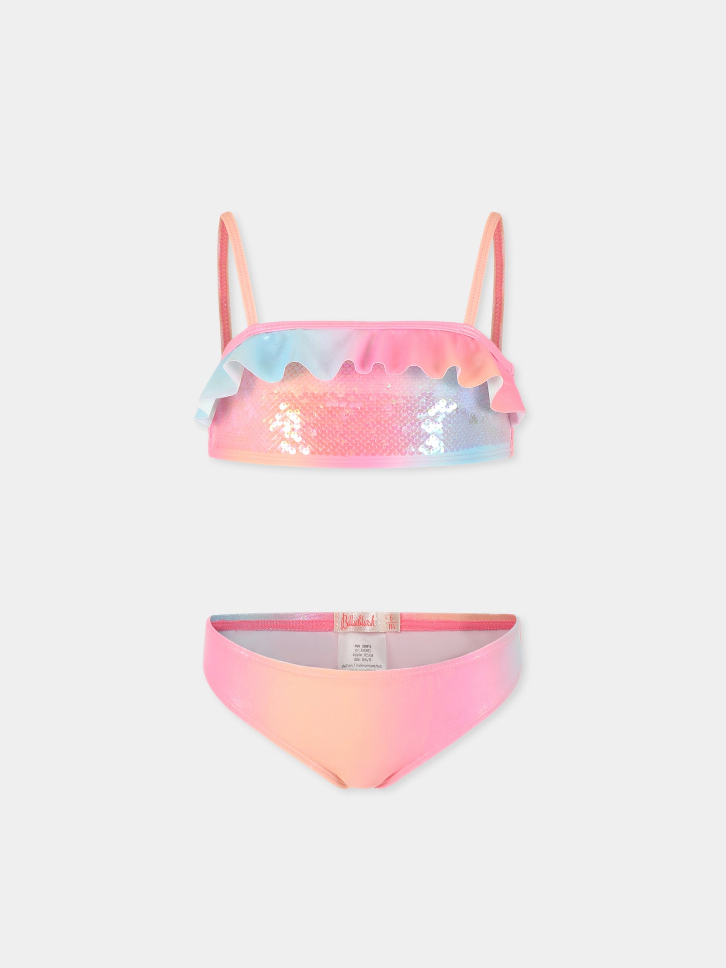 Bikini multicolore pour fille avec paillettes