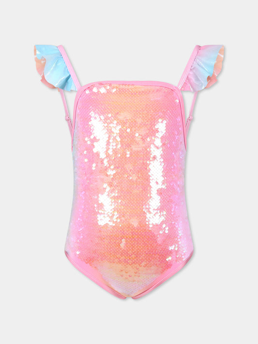 Maillot de bain multicolore pour fille avec paillettes
