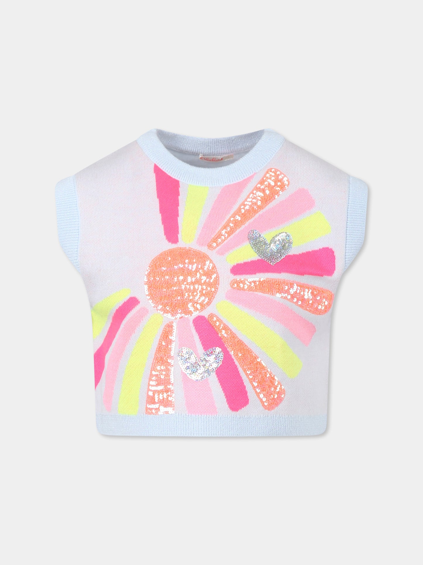 Pull gilet pour fille avec soleil