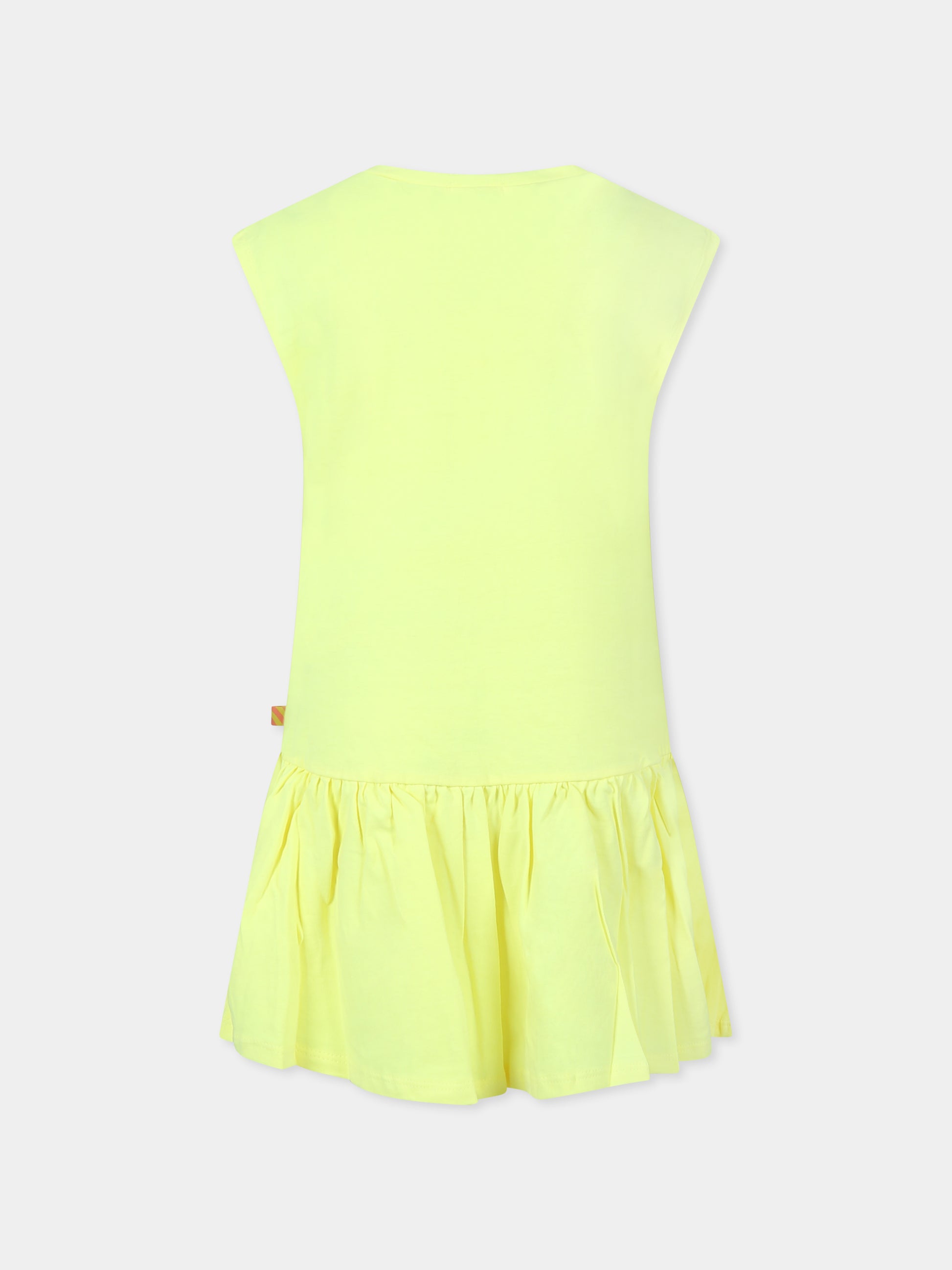 Vestito giallo per bambina con stampa spiaggia,Billieblush,U20906 549