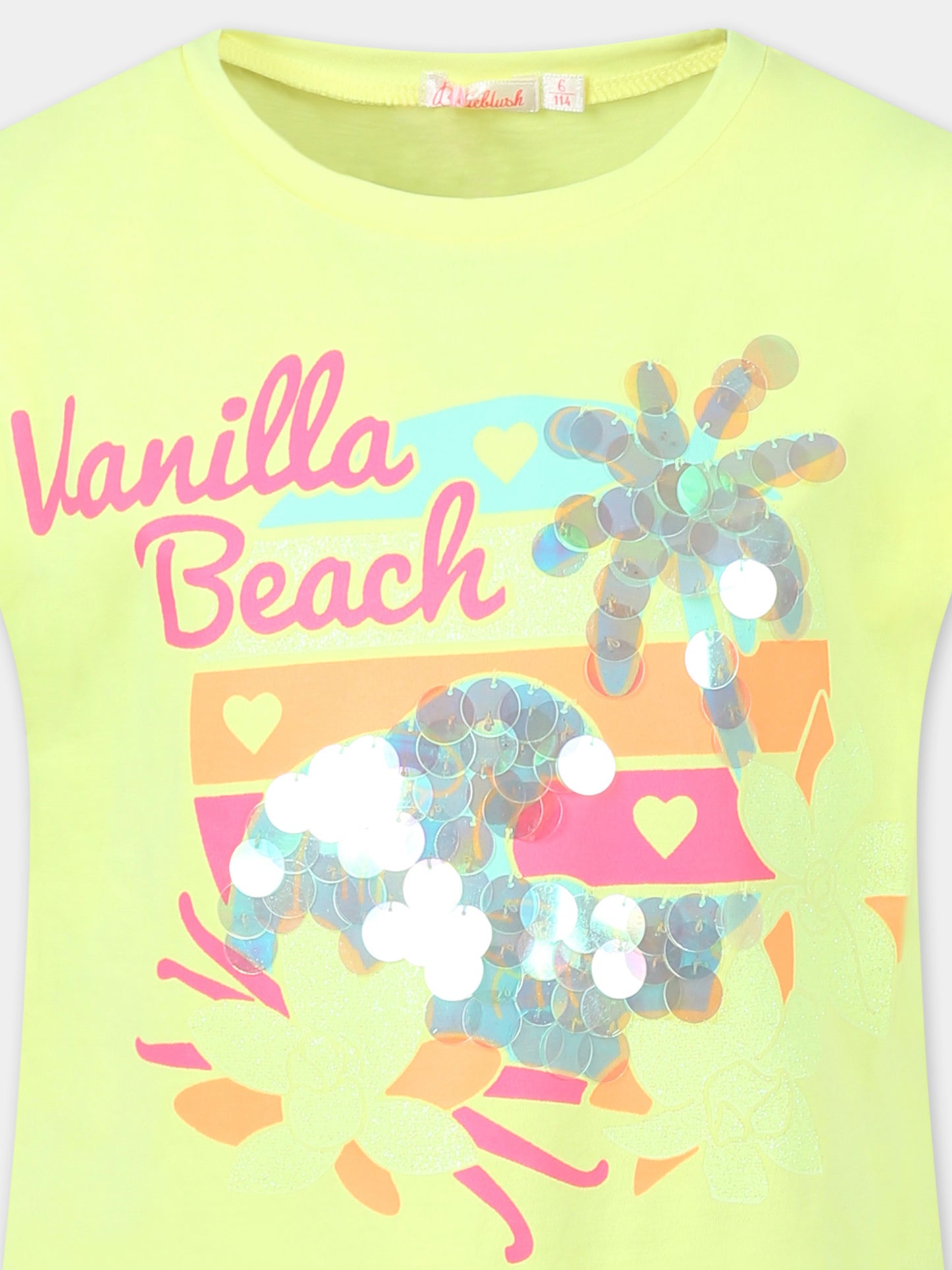 Vestito giallo per bambina con stampa spiaggia,Billieblush,U20906 549