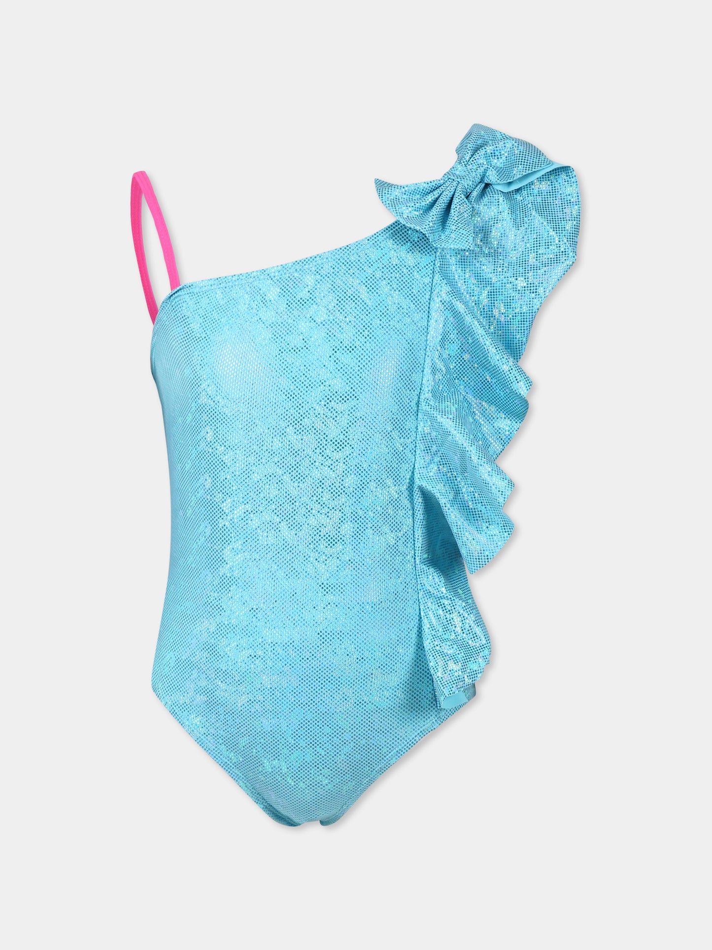 Maillot de bain bleu clair pour fille avec noeud