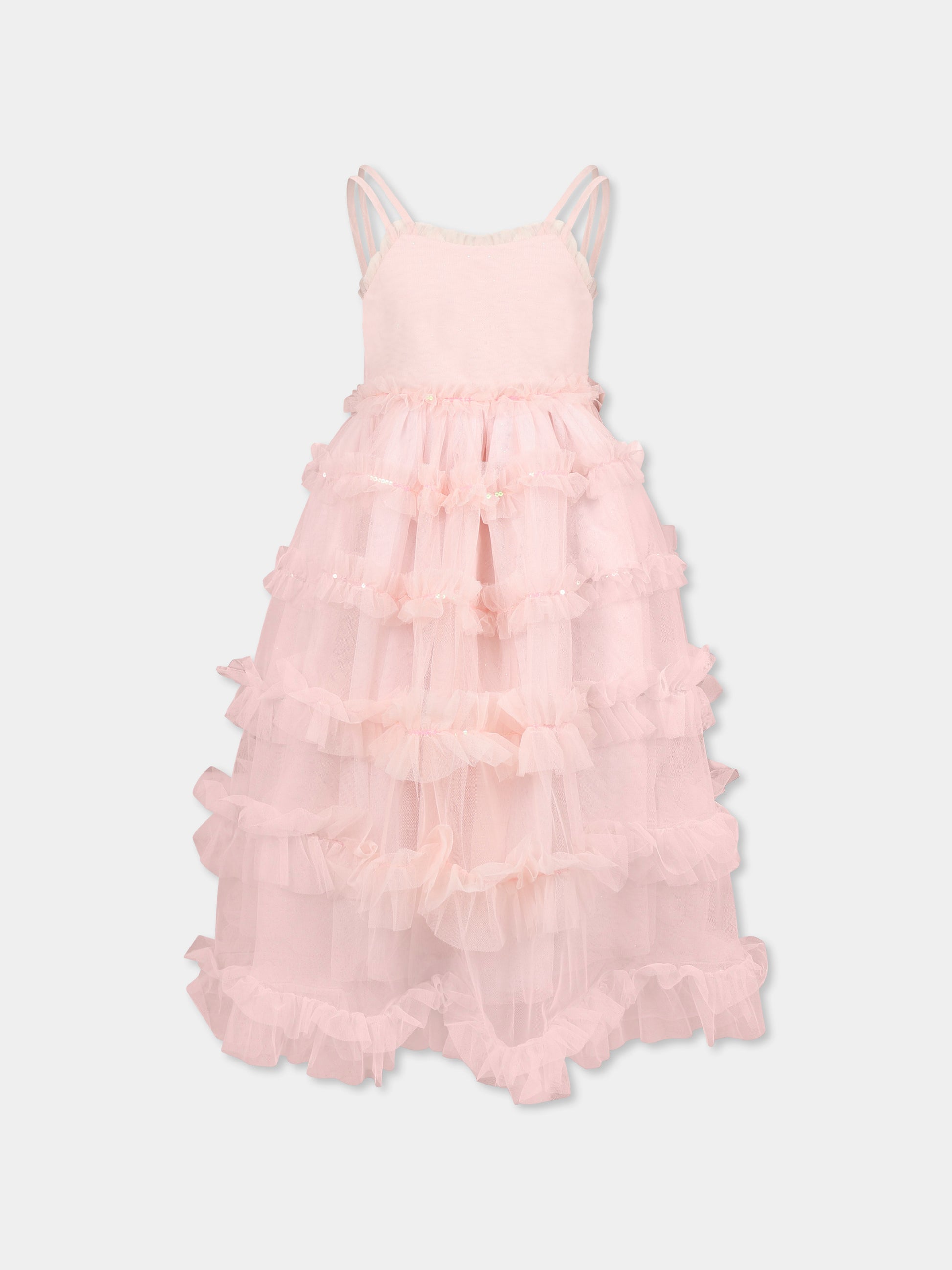 Vestito rosa per bambina con pailettes,Billieblush,U20976 45X
