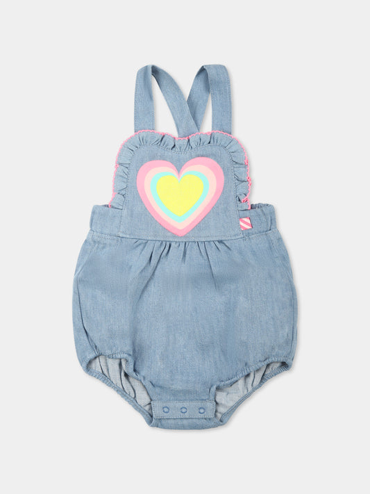Salopette denim per neonata con cuore,Billieblush,U21005 Z10