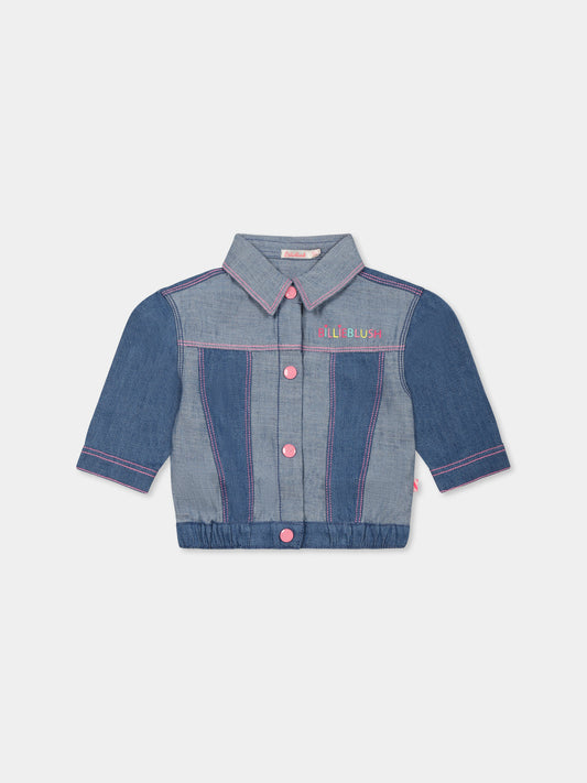 Giubbotto di jeans denim per neonata con logo,Billieblush,U20839 Z10