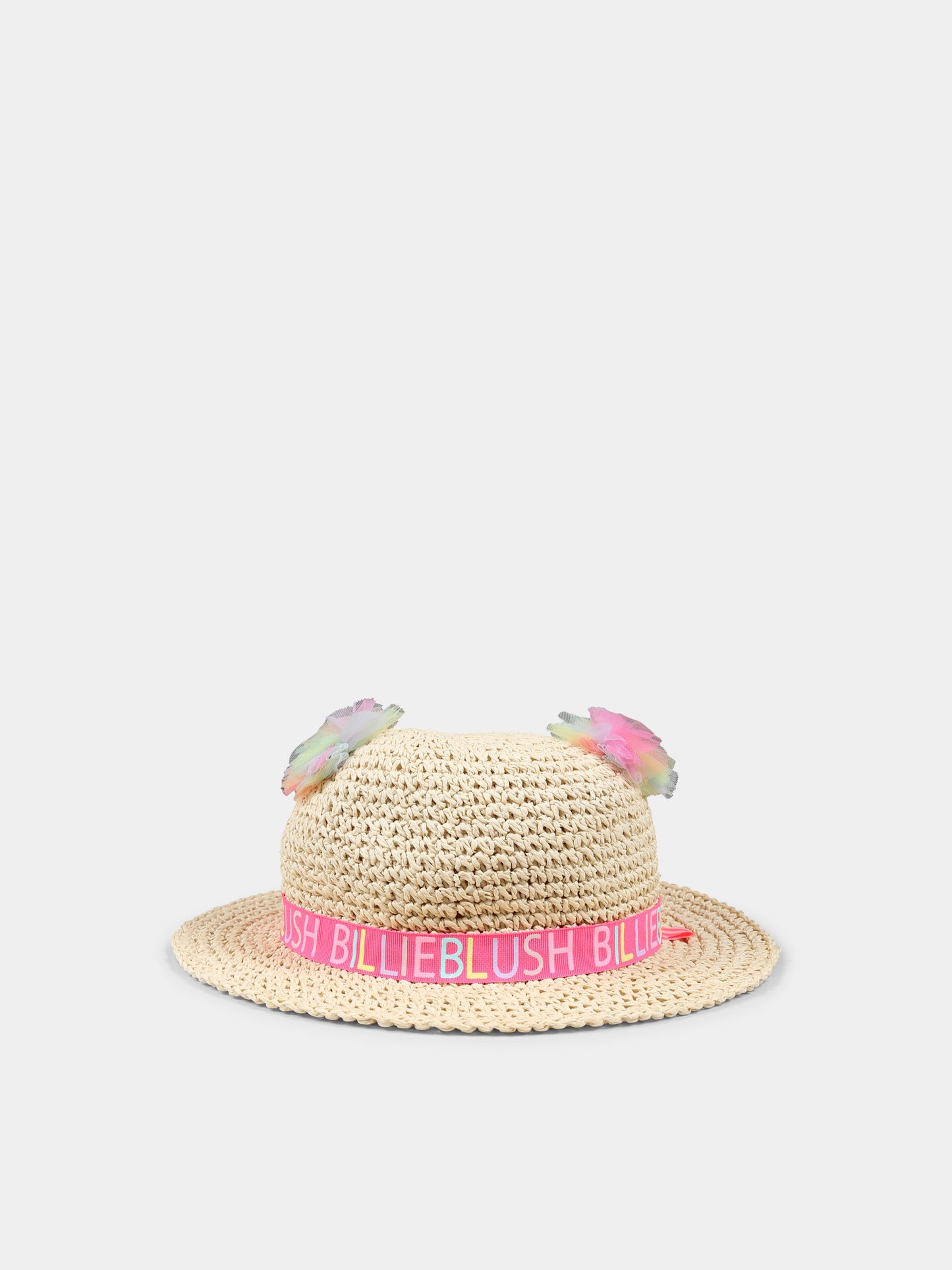 Cappello beige per neonata con pom pon,Billieblush,U20753 47A