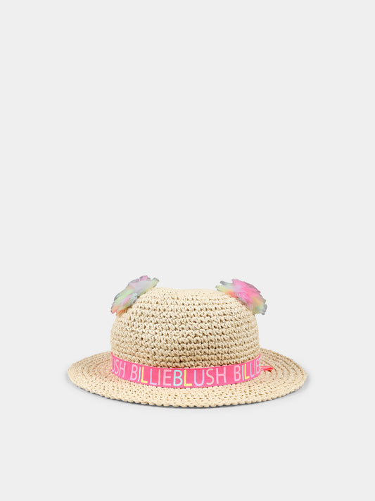 Cappello beige per neonata con pom pon,Billieblush,U20753 47A