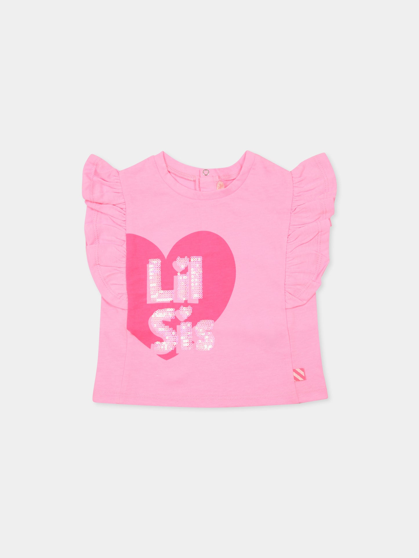 T-shirt rose pour bébé fille avec coeur