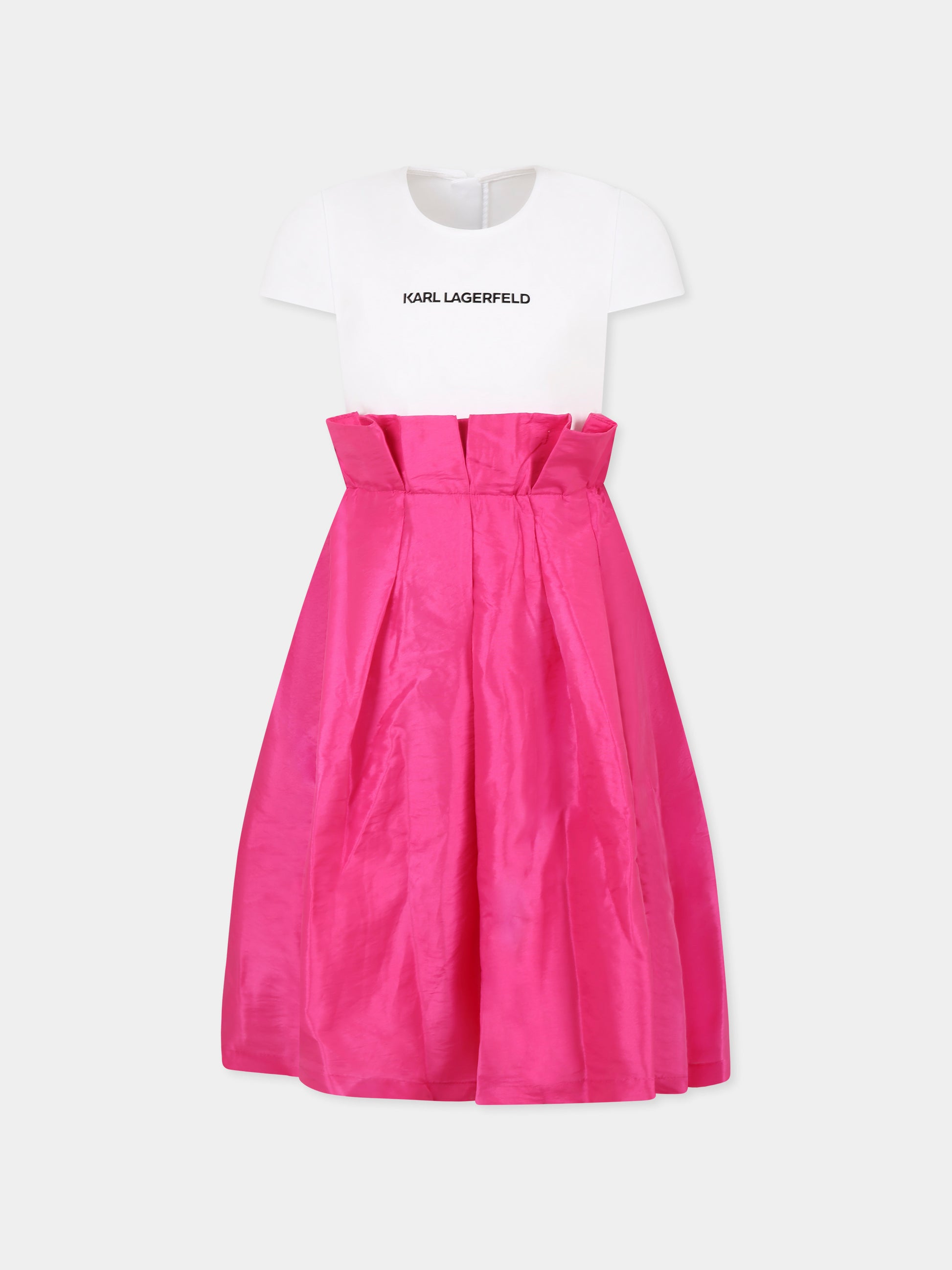 Vestito fucsia per bambina con logo,Karl Lagerfeld Kids,Z30460 S01