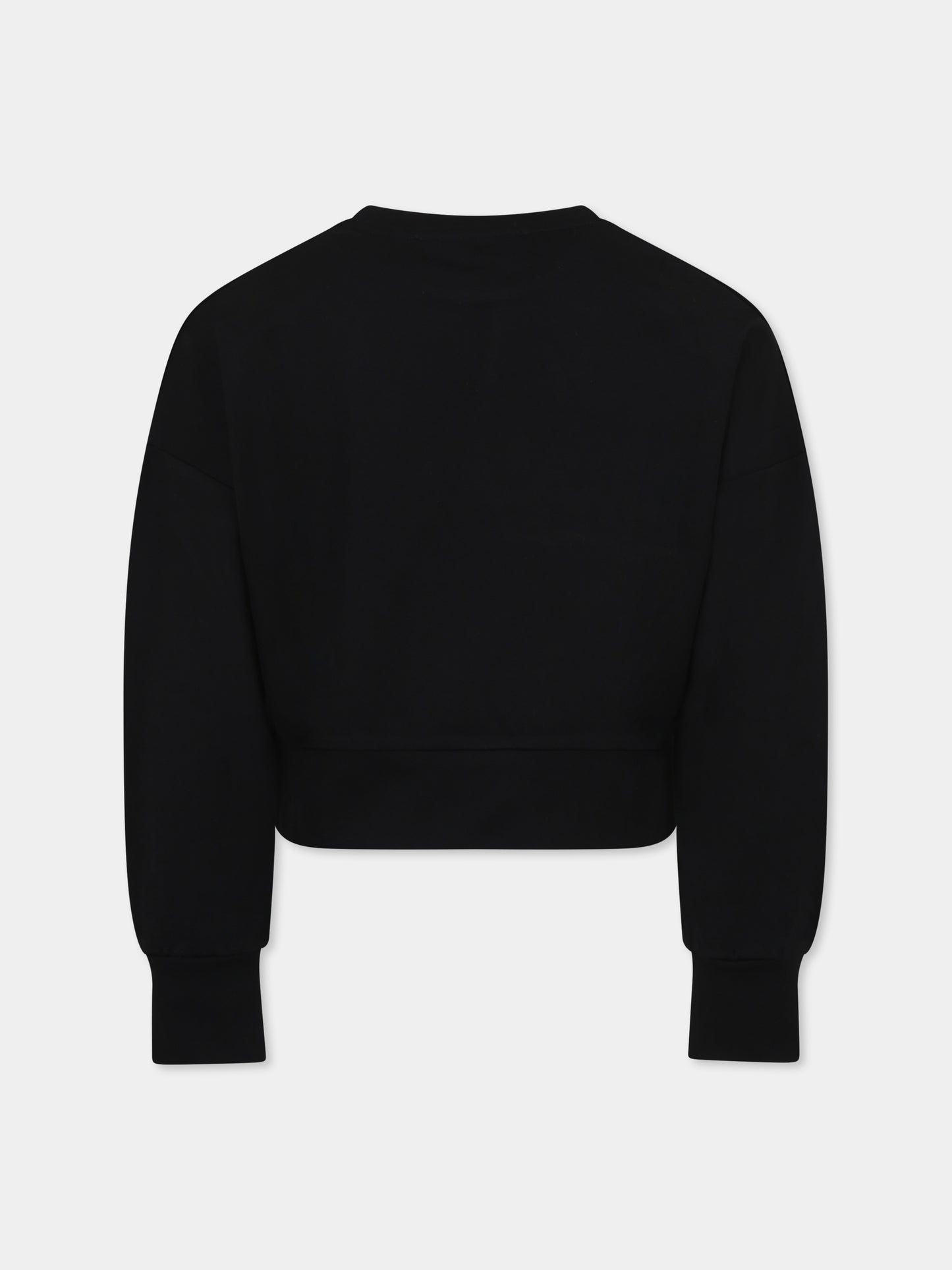 Felpa nera per bambina con logo e strass,Karl Lagerfeld Kids,Z30469 09B