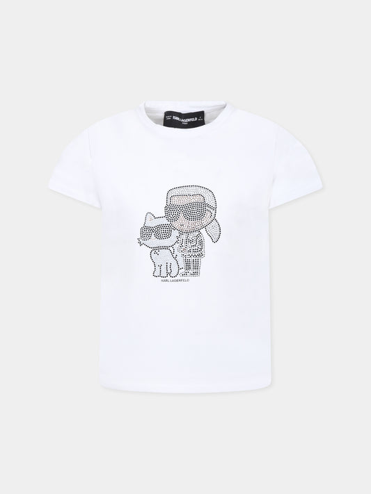 T-shirt blanc pour fille avec Choupette