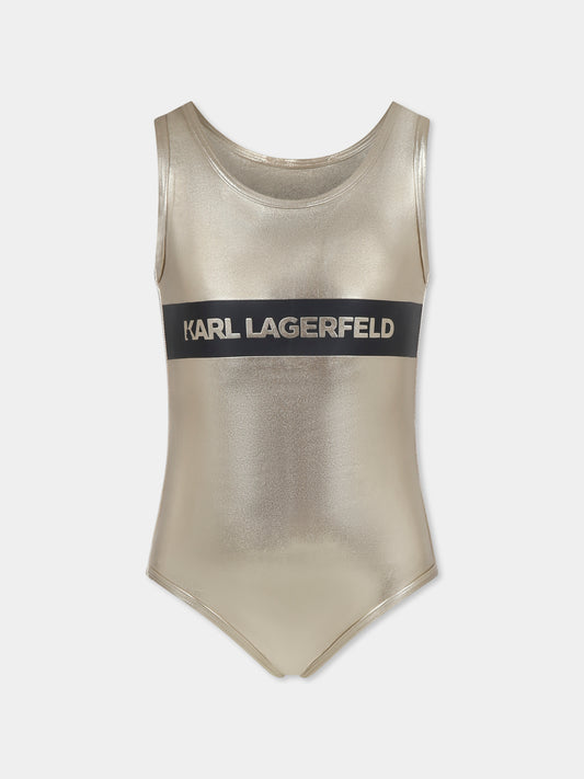 Costume intero oro per bambina con logo,Karl Lagerfeld Kids,Z30442 576