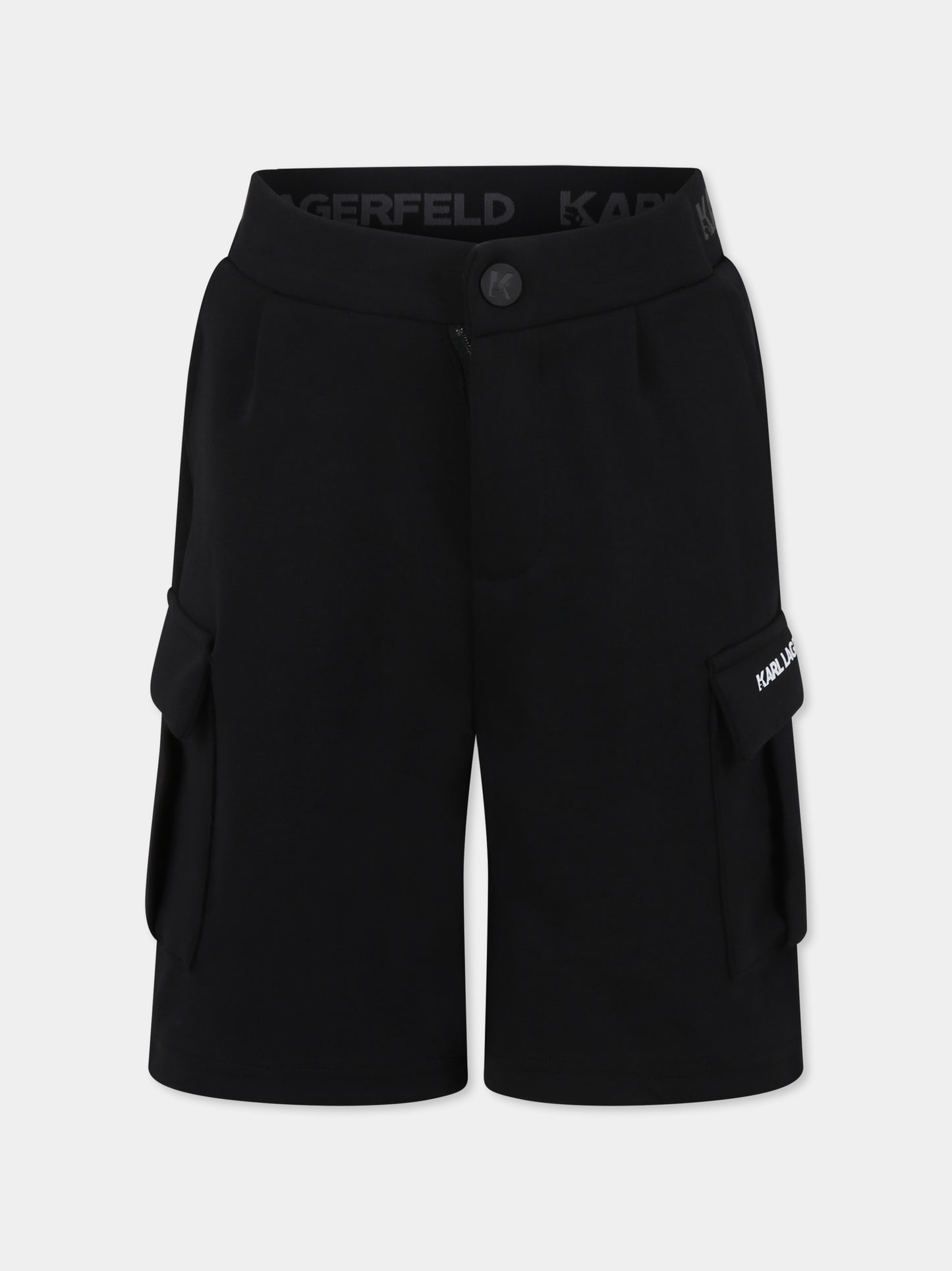 Shorts neri per bambino con logo,Karl Lagerfeld Kids,Z30412 09B