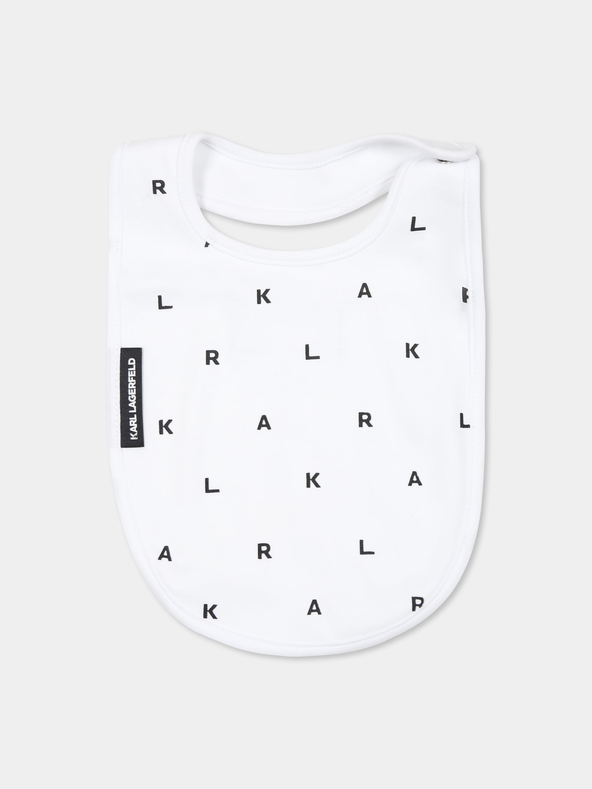 Set bavaglini bianchi per neonati con Choupette e Karl Lagerfeld,Karl Lagerfeld Kids,Z30388 10P