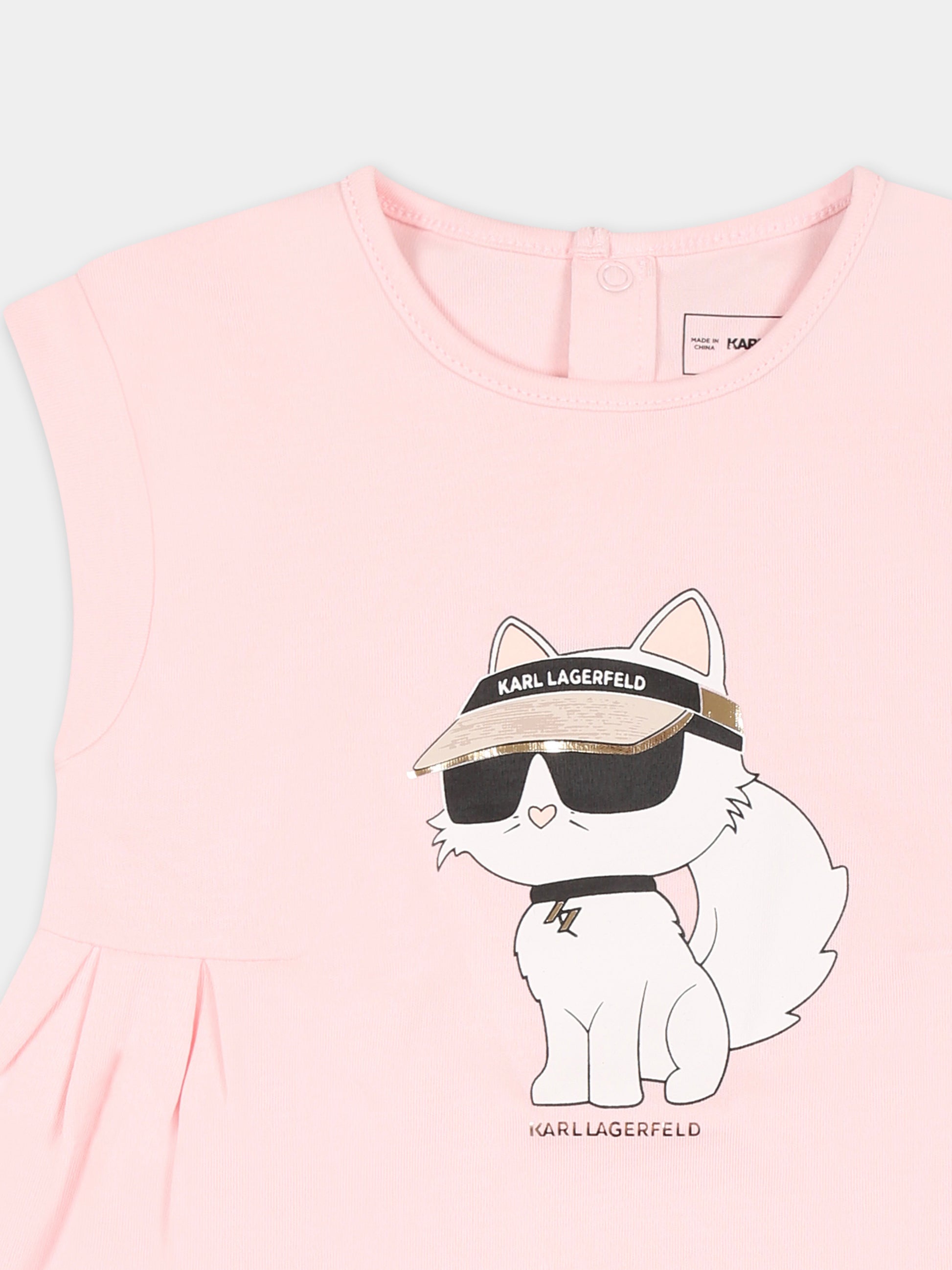 Vestito rosa per neonata con Choupette,Karl Lagerfeld Kids,Z30510 475