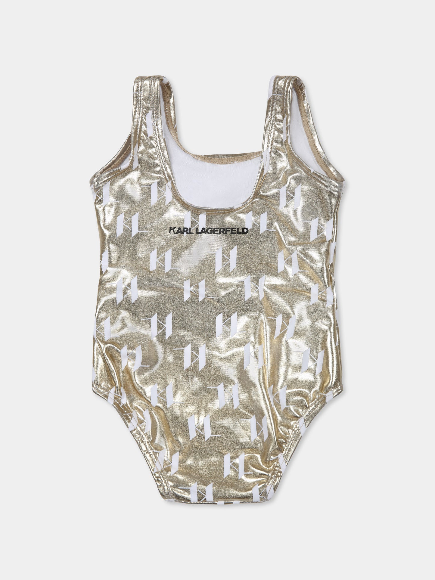 Maillot de bain doré pour bébé fille avec logo