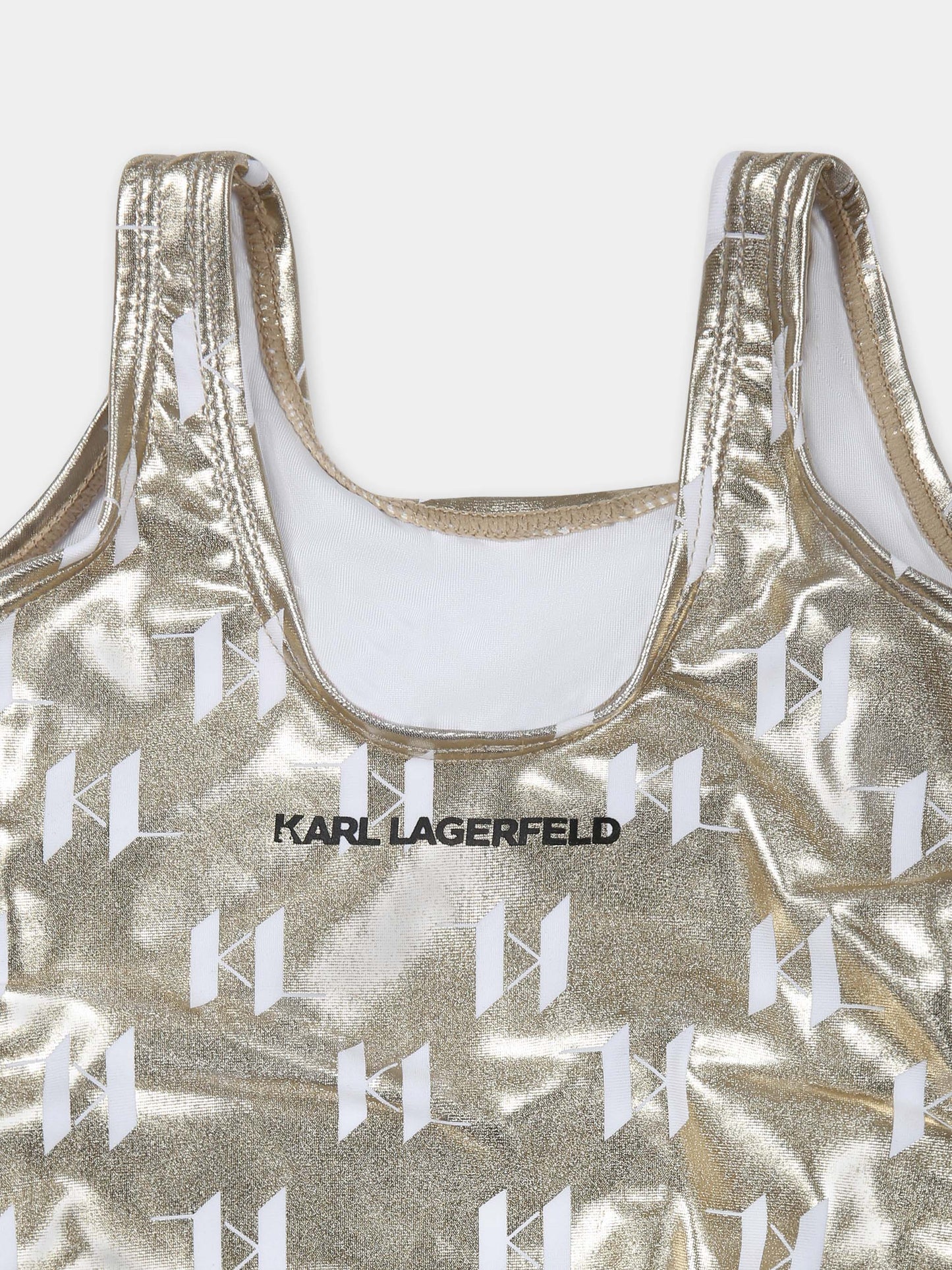 Maillot de bain doré pour bébé fille avec logo