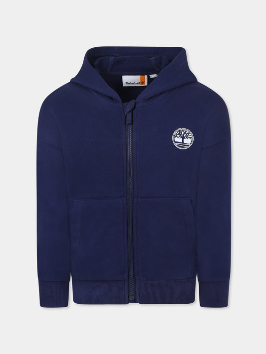 Felpa blu per bambino con albero,Timberland,T60451 84N