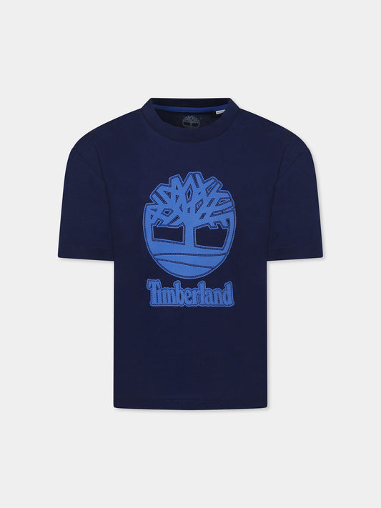 T-shirt bleu pour garçon avec logo