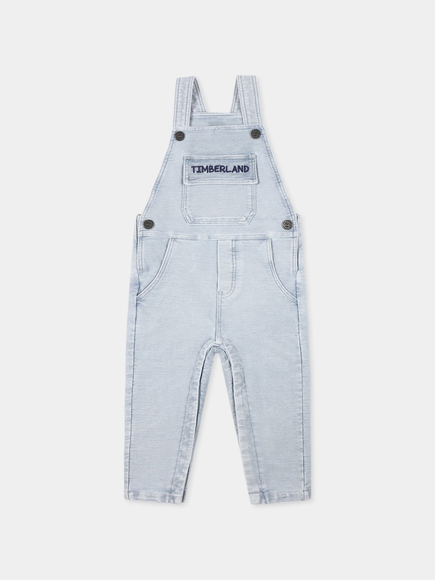 Salopette denim per neonato con logo,Timberland,T60395 Z18