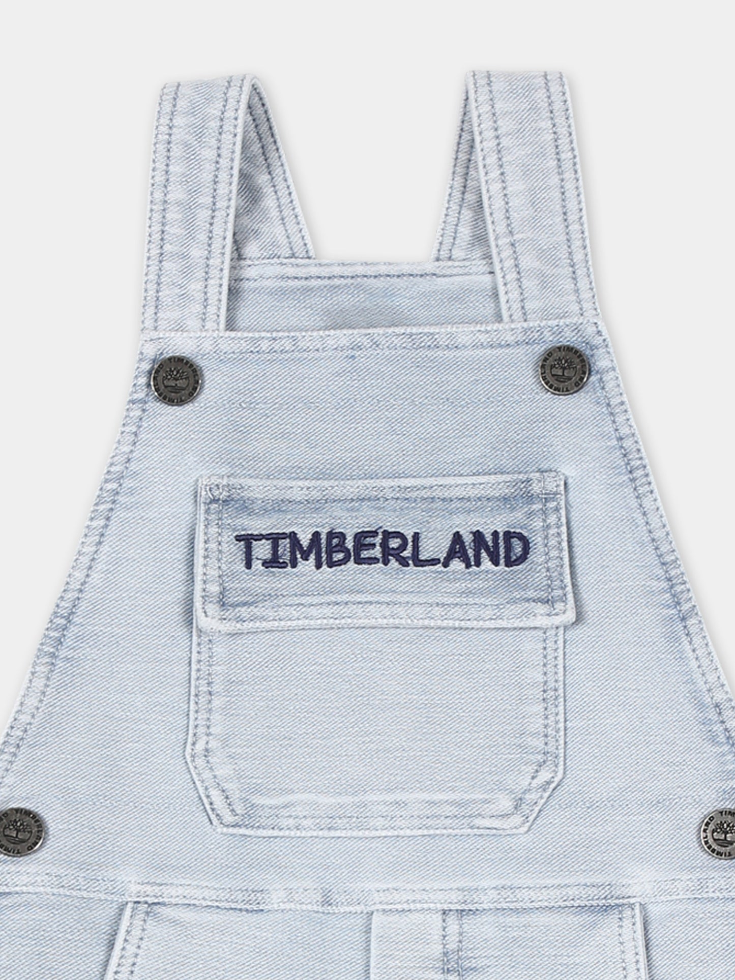 Salopette denim per neonato con logo,Timberland,T60395 Z18