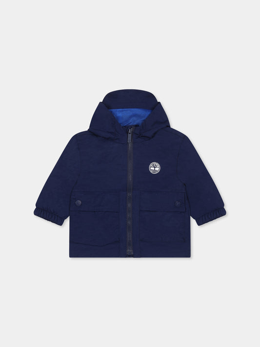 Giacca a vento blu per neonato con albero,Timberland,T60501 84N
